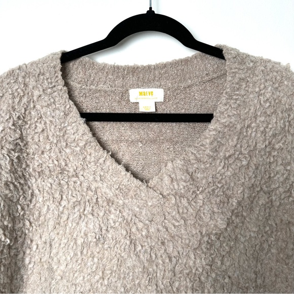 Maeve Anthropologie Fluffy Taupe Merino Wool Blend Oversized Cropped Sweater - Picture 5 of 12